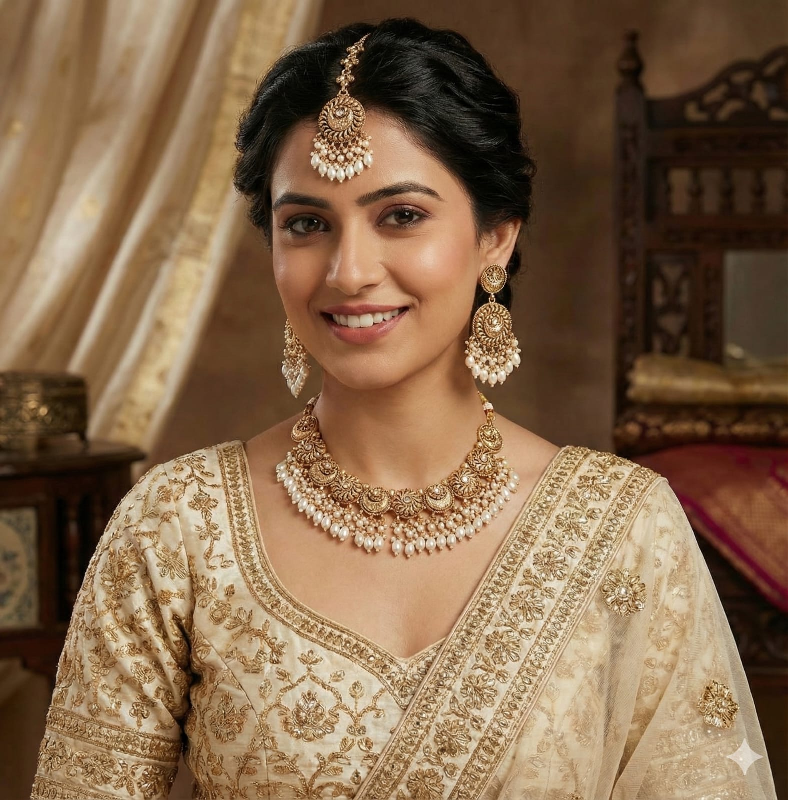 Matt Polish Necklase With Earrings And Tika